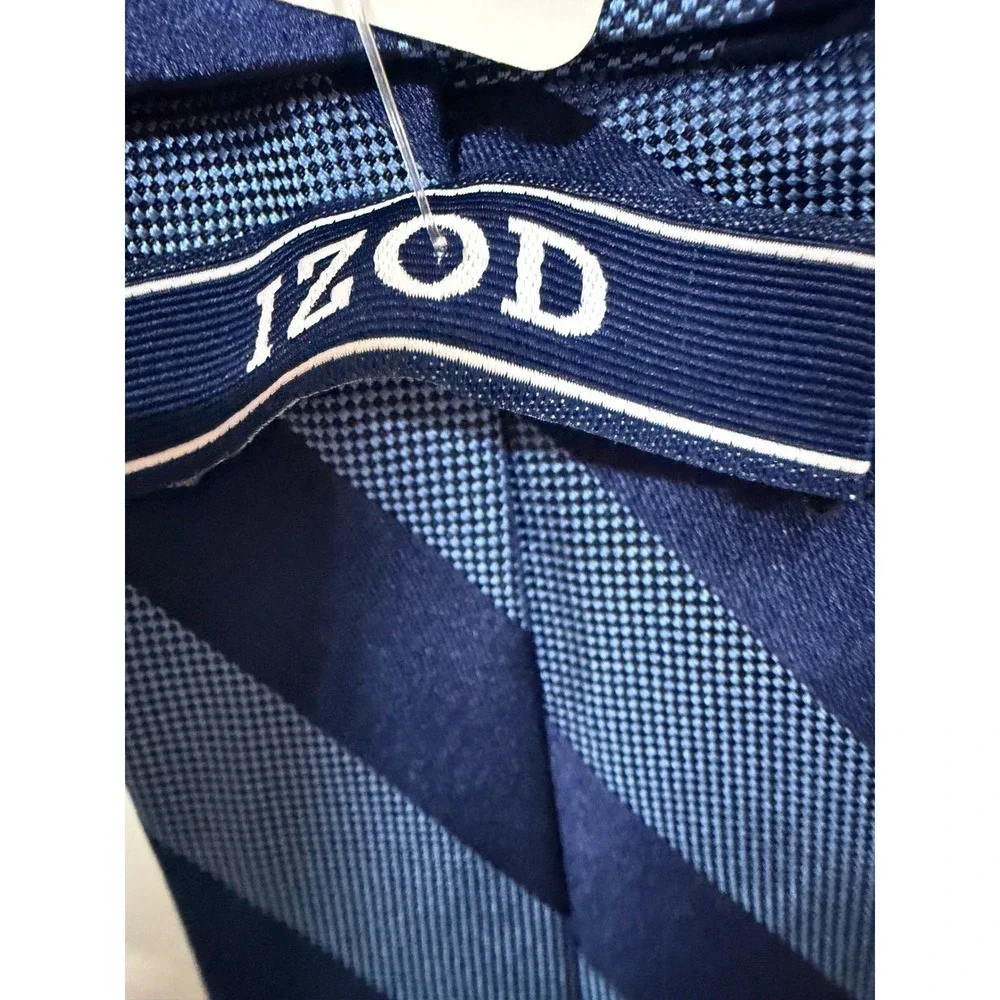 IZOD Men's Tie Blue Stripe Game Day Classic Necktie Silk Blend Preppy Business